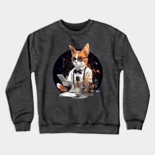 Retrofuturistic Cat is at the Lab Again (=｀ω´=) Crewneck Sweatshirt